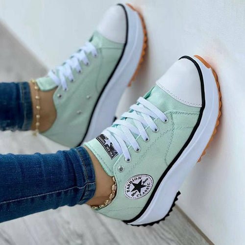 👟 Baskets Plates à Lacets en Toile pour Femmes - deslyshopping