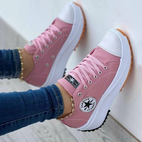 👟 Baskets Plates à Lacets en Toile pour Femmes - deslyshopping