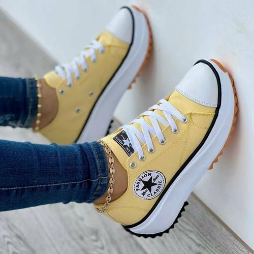 👟 Baskets Plates à Lacets en Toile pour Femmes - deslyshopping