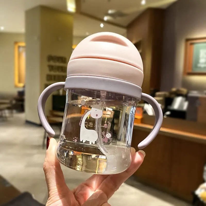🍼 Biberon Rose 250 ml avec Paille et Boule de Gravité - deslyshopping