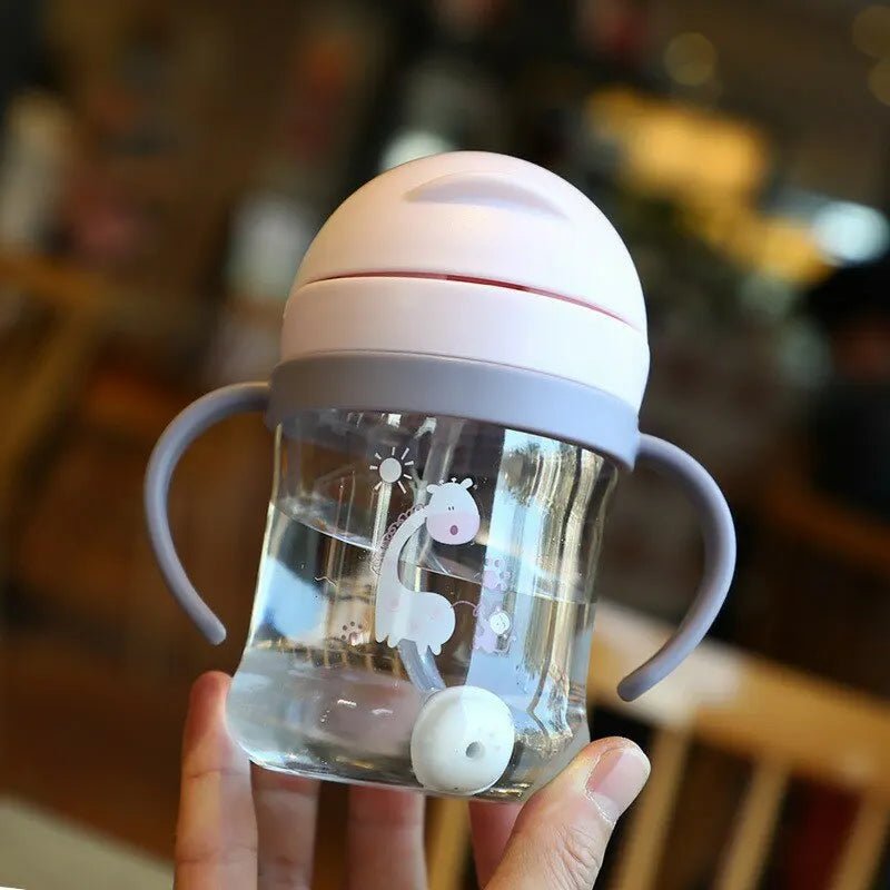 🍼 Biberon Rose 250 ml avec Paille et Boule de Gravité - deslyshopping