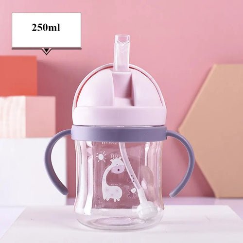 🍼 Biberon Rose 250 ml avec Paille et Boule de Gravité - deslyshopping
