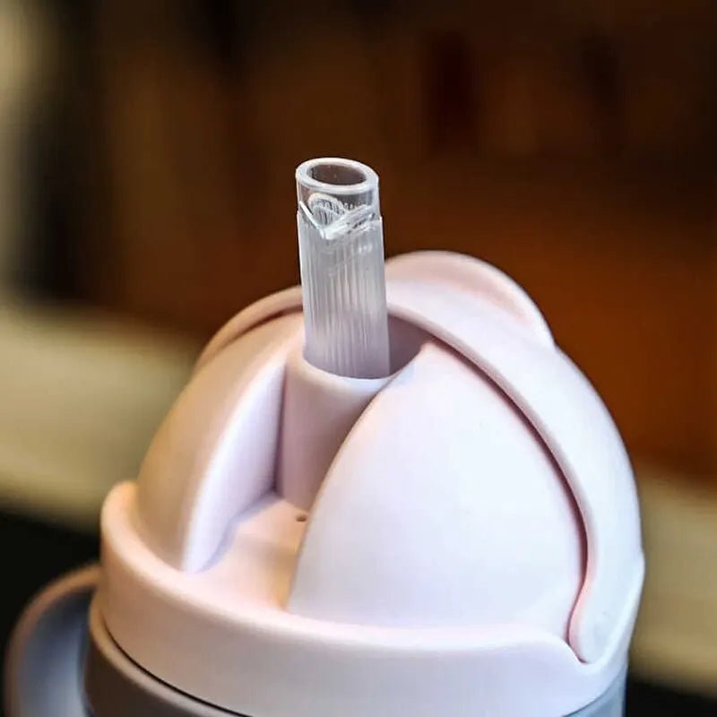 🍼 Biberon Rose 250 ml avec Paille et Boule de Gravité - deslyshopping