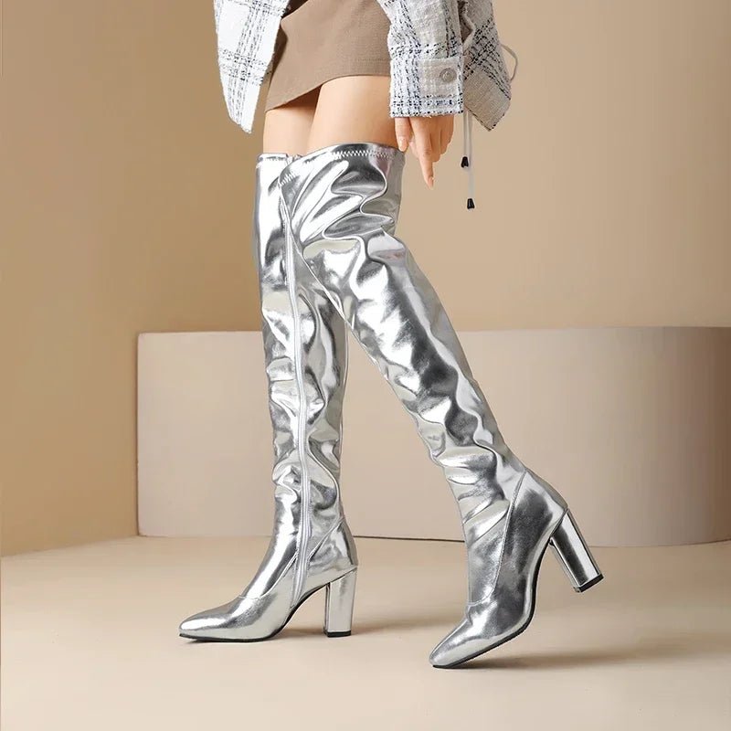 đ Bottes Cuissarde ArgentĂ©es & DorĂ©es Brillantes - deslyshopping