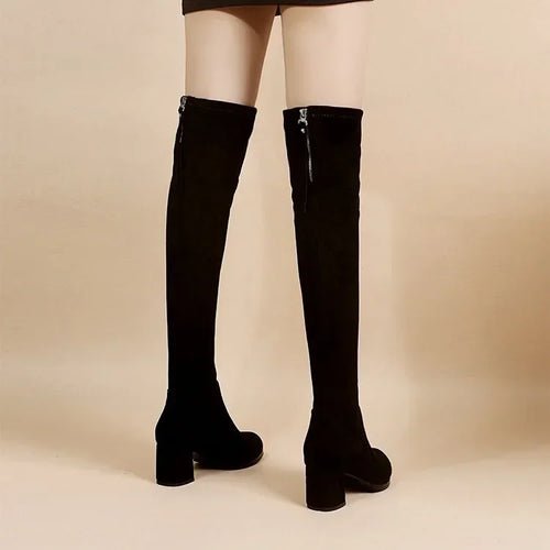 Bottes Hautes Élastiques en Faux Daim – Chic & Confort - deslyshopping