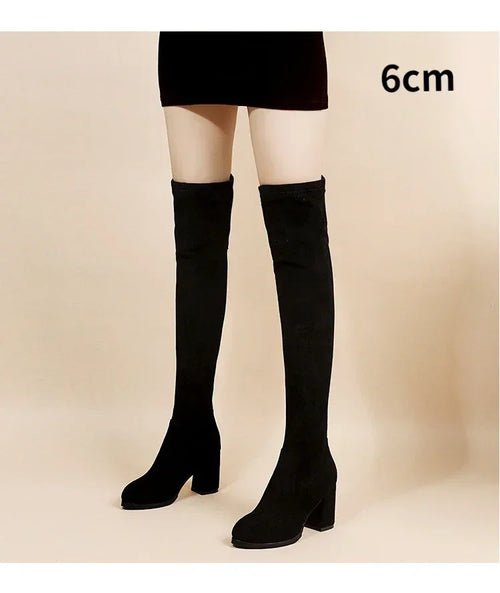 Bottes Hautes Élastiques en Faux Daim – Chic & Confort - deslyshopping