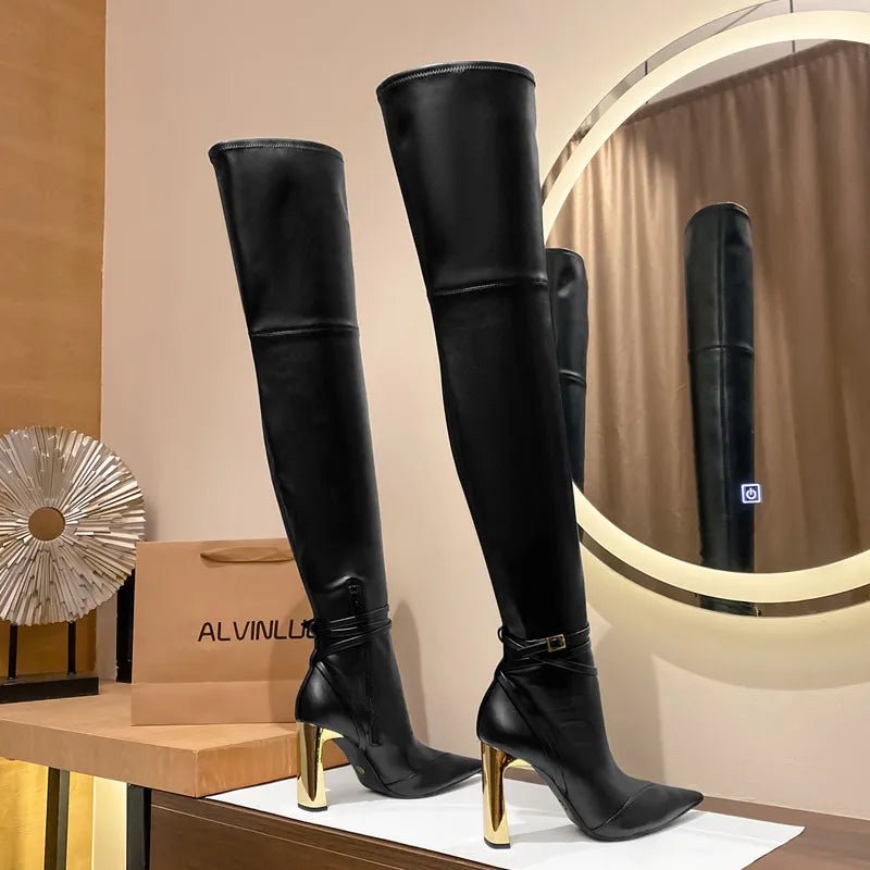 Bottes Hautes en Cuir Souple Extensible pour Femme 👢✨ - deslyshopping