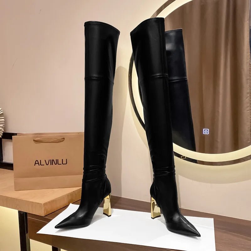 Bottes Hautes en Cuir Souple Extensible pour Femme 👢✨ - deslyshopping