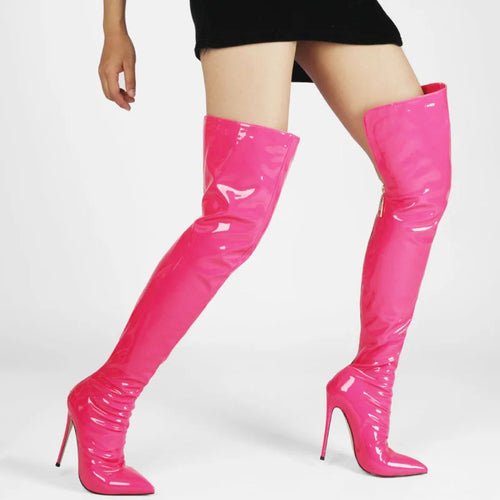 Bottes Hautes Noires à Talons Hauts - deslyshopping
