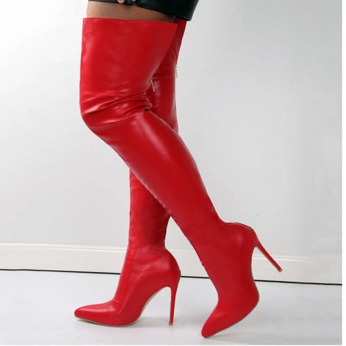 Bottes Hautes Noires à Talons Hauts - deslyshopping