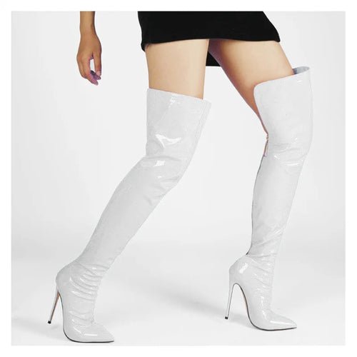 Bottes Hautes Noires à Talons Hauts - deslyshopping
