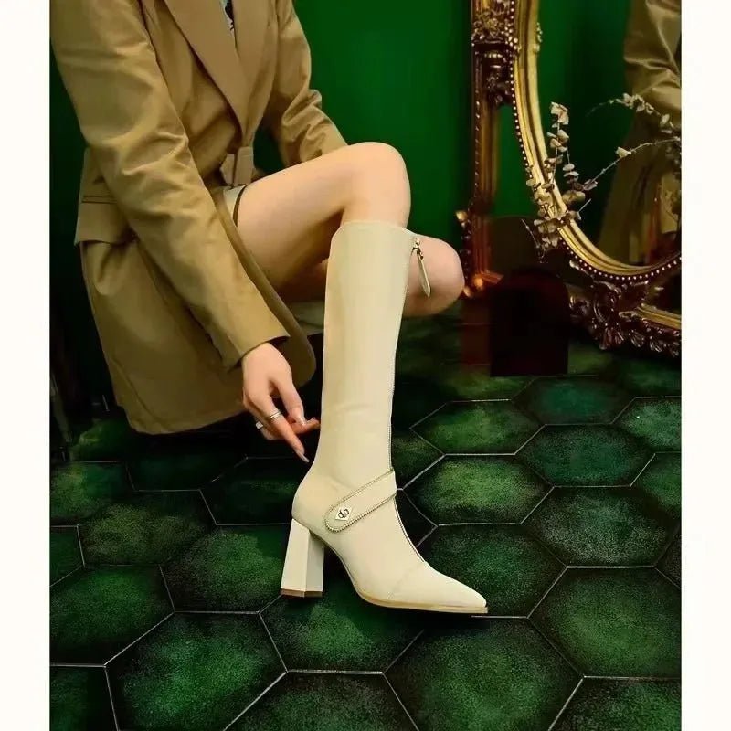 Bottes Noires à Boucle de Ceinture - deslyshopping