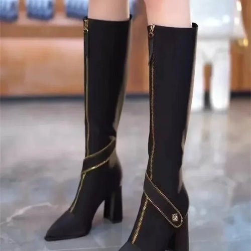 Bottes Noires à Boucle de Ceinture - deslyshopping