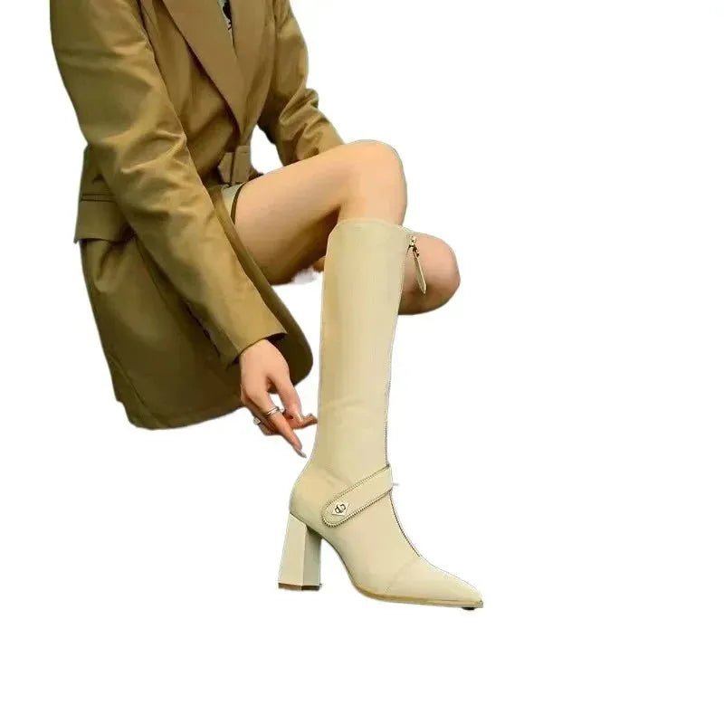 Bottes Noires à Boucle de Ceinture - deslyshopping