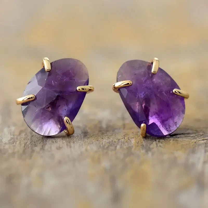 Boucles d'oreilles à tige en améthyste - deslyshopping