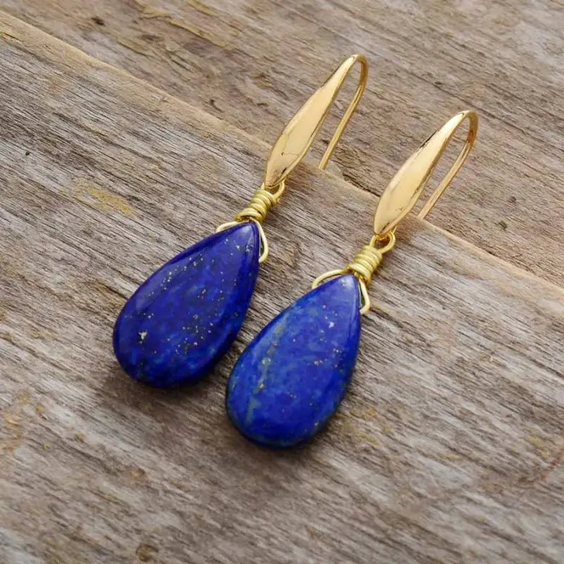 Boucles d'Oreilles en Lapis - Lazuli Naturel - deslyshopping