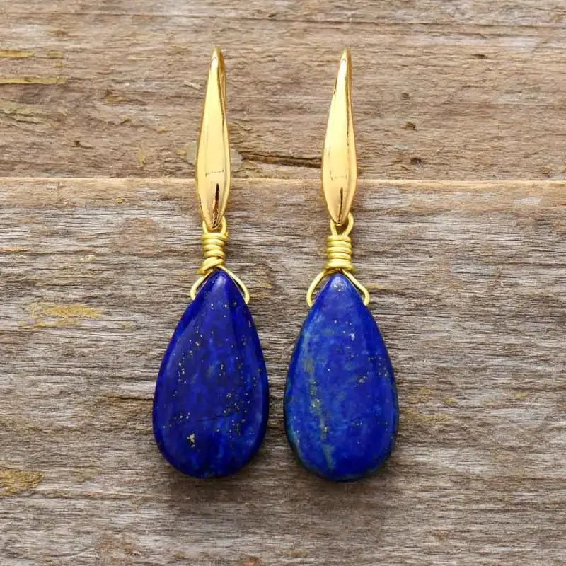 Boucles d'Oreilles en Lapis - Lazuli Naturel - deslyshopping