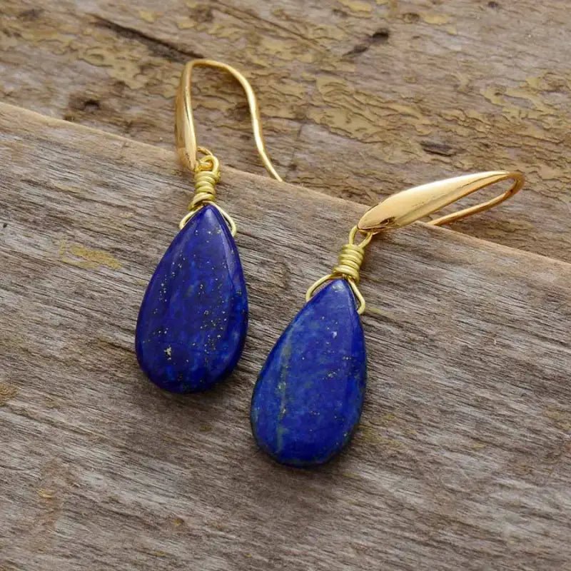 Boucles d'Oreilles en Lapis - Lazuli Naturel - deslyshopping