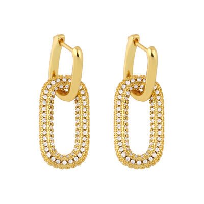 Boucles d'Oreilles en Zircon Plaqué Or 18 Carats - deslyshopping