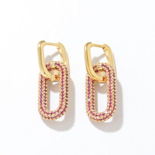 Boucles d'Oreilles en Zircon Plaqué Or 18 Carats - deslyshopping
