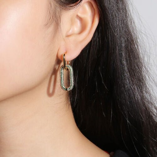 Boucles d'Oreilles en Zircon Plaqué Or 18 Carats - deslyshopping