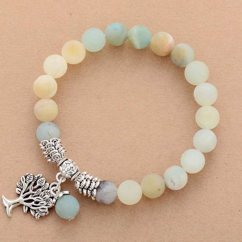 Bracelet en Amazonite avec Breloque Arbre de Vie - deslyshopping