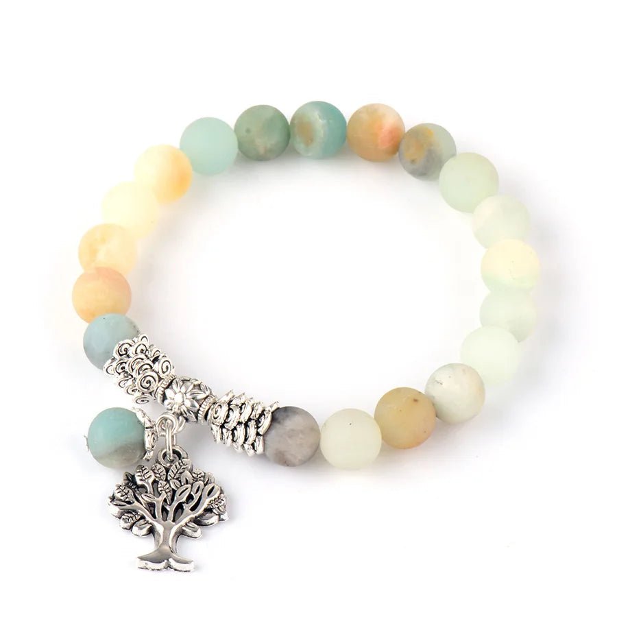 Bracelet en Amazonite avec Breloque Arbre de Vie - deslyshopping