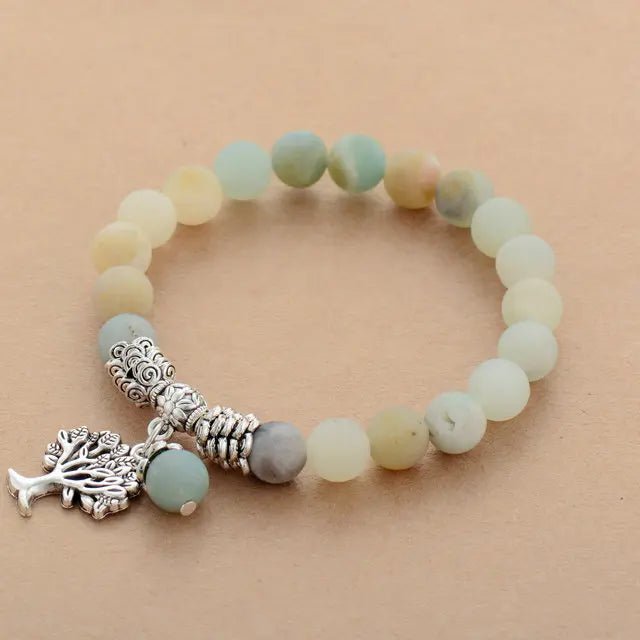 Bracelet en Amazonite avec Breloque Arbre de Vie - deslyshopping