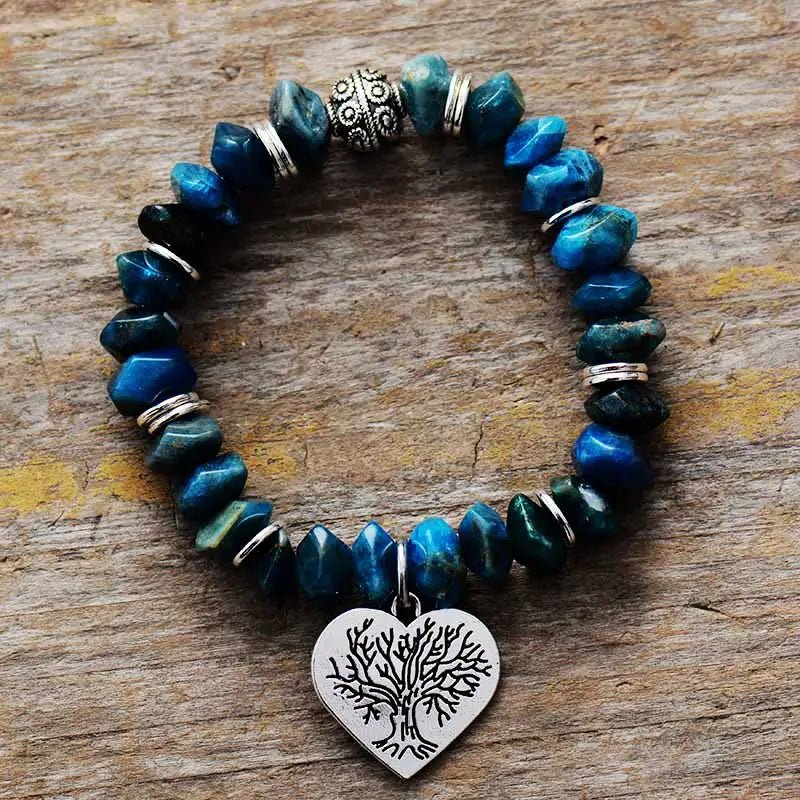 Bracelet extensible en apatite arbre de vie - deslyshopping