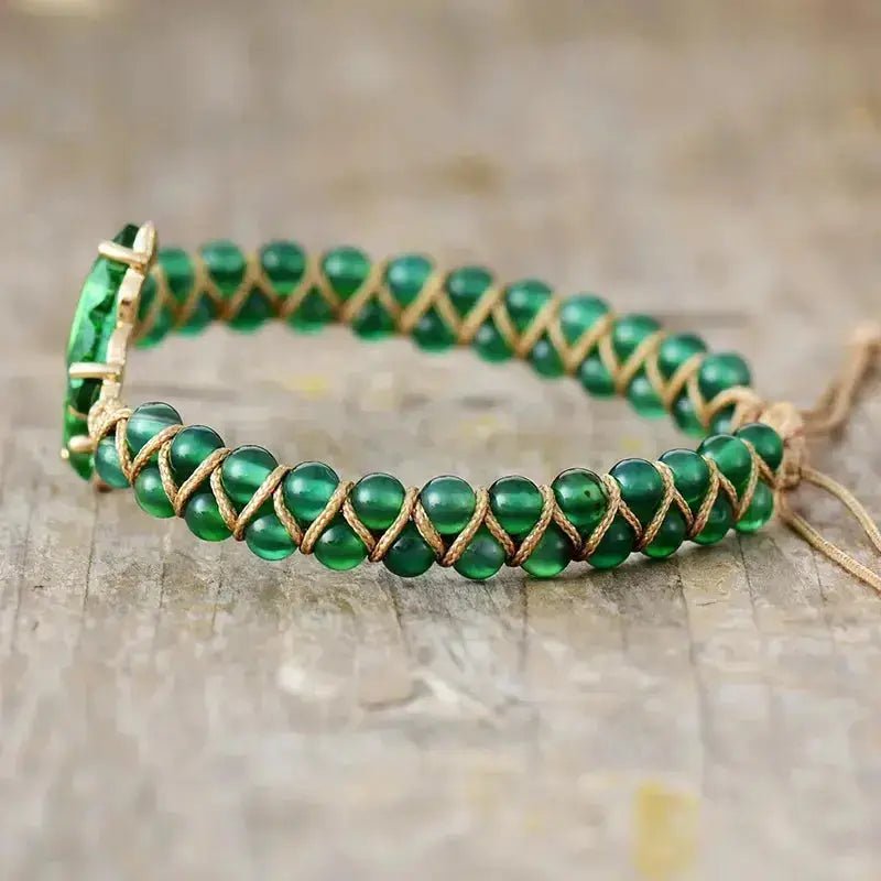 Bracelet papillon en cristal d'agate verte - deslyshopping