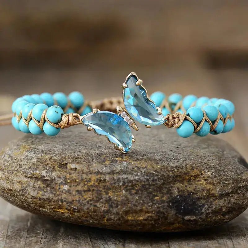 Bracelet papillon en cristal turquoise - deslyshopping