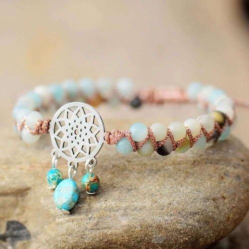 Bracelet spirituel tressé en amazonite - deslyshopping