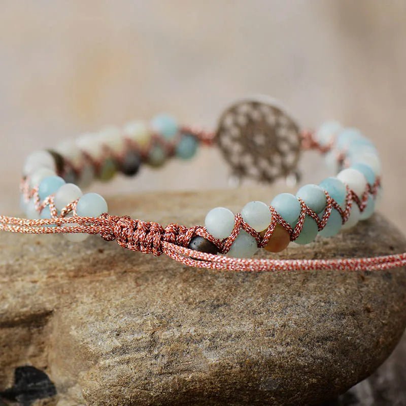 Bracelet spirituel tressé en amazonite - deslyshopping
