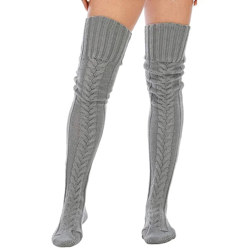 Chaussettes Hautes Tricotées à Torsades - deslyshopping