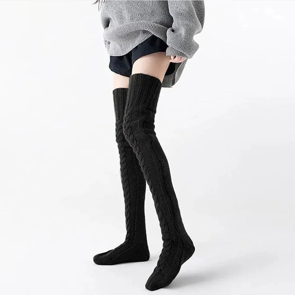 Chaussettes Hautes Tricotées à Torsades - deslyshopping