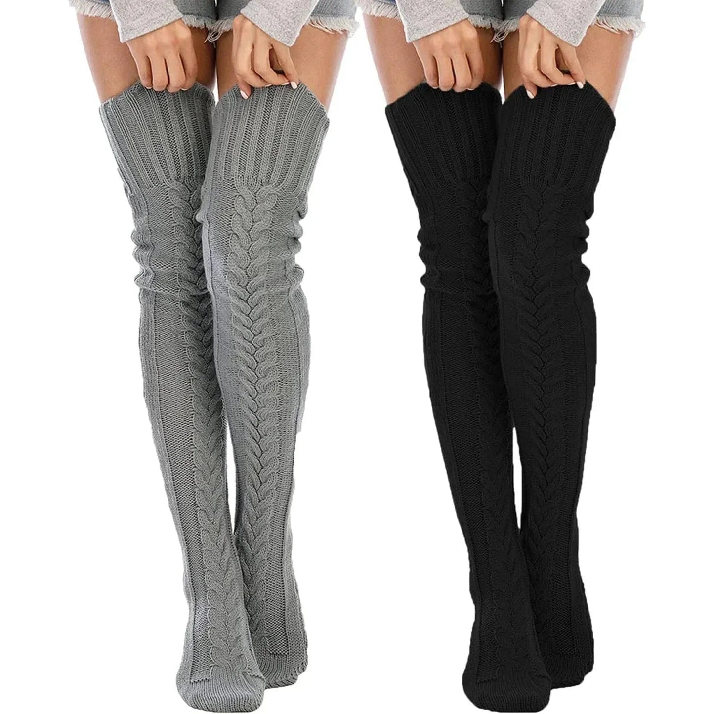 Chaussettes Hautes Tricotées à Torsades - deslyshopping