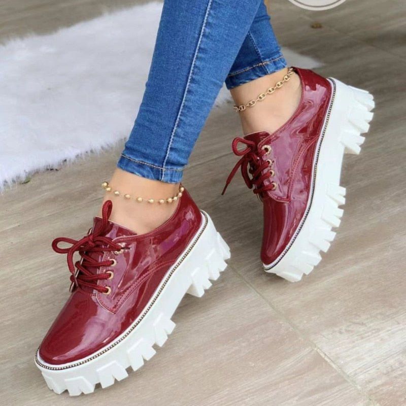Chaussures Oxford Plates à Talons Épais - deslyshopping