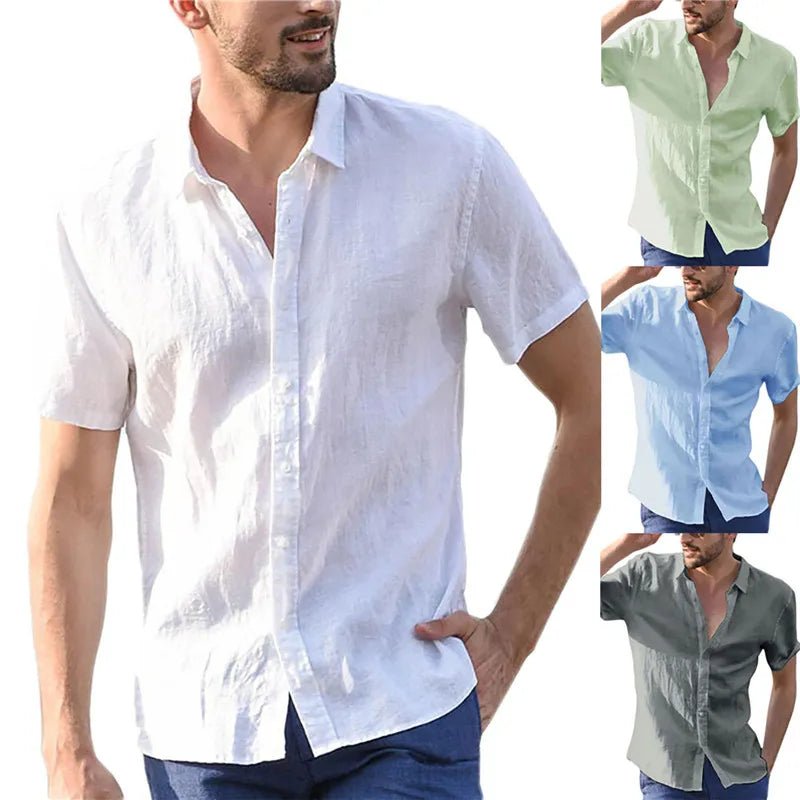 ☀️ Chemise En Coton & Lin – Manches Courtes 🏖️ - deslyshopping