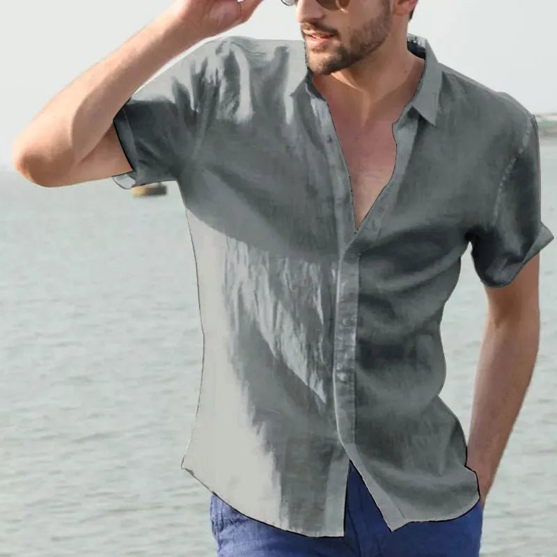 ☀️ Chemise En Coton & Lin – Manches Courtes 🏖️ - deslyshopping