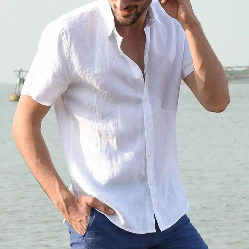 ☀️ Chemise En Coton & Lin – Manches Courtes 🏖️ - deslyshopping