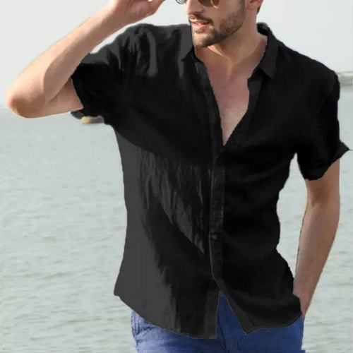 ☀️ Chemise En Coton & Lin – Manches Courtes 🏖️ - deslyshopping