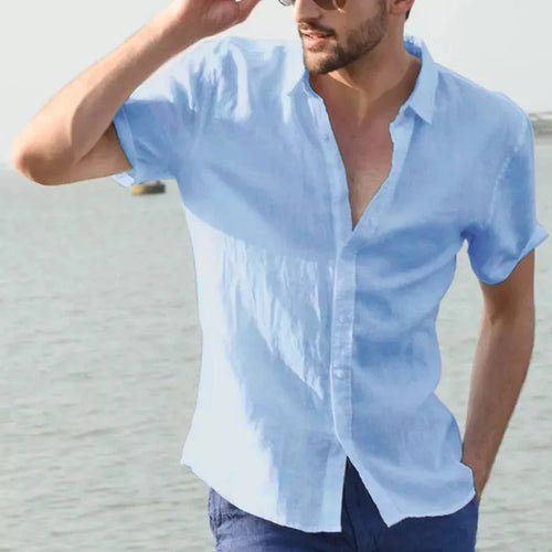 ☀️ Chemise En Coton & Lin – Manches Courtes 🏖️ - deslyshopping