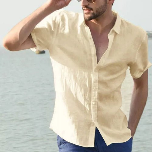 ☀️ Chemise En Coton & Lin – Manches Courtes 🏖️ - deslyshopping