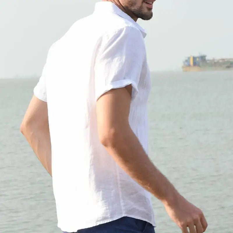 ☀️ Chemise En Coton & Lin – Manches Courtes 🏖️ - deslyshopping