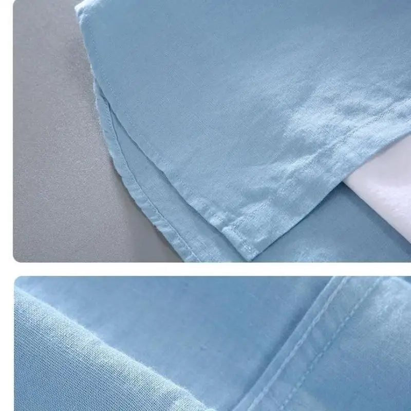 Chemises à Manches Courtes en Coton et Lin - deslyshopping