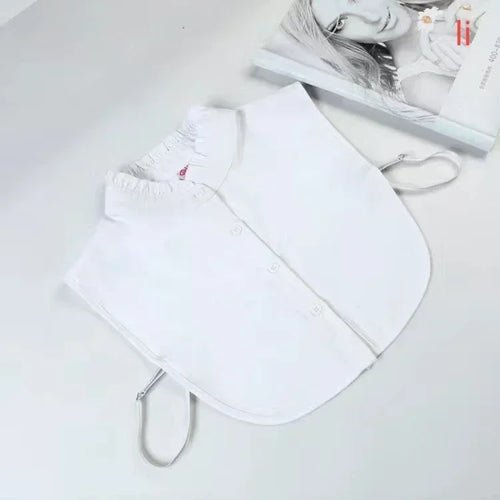 Chemisier en Coton Uni Col en Dentelle – Blanc et Noir - deslyshopping