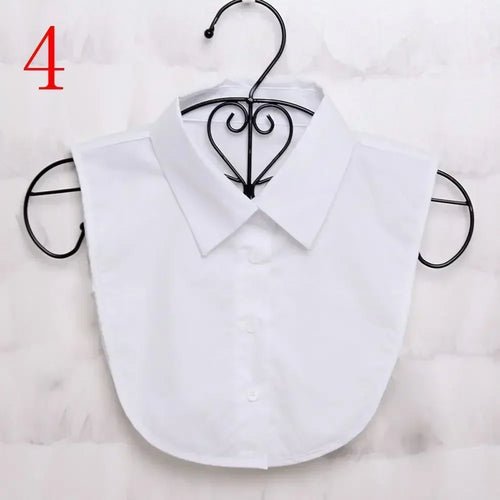 Chemisier en Coton Uni Col en Dentelle – Blanc et Noir - deslyshopping