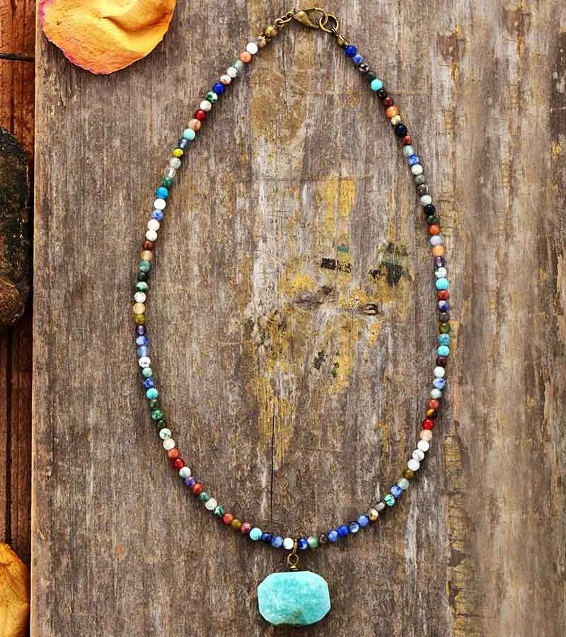 Collier ras du cou en amazonite - deslyshopping
