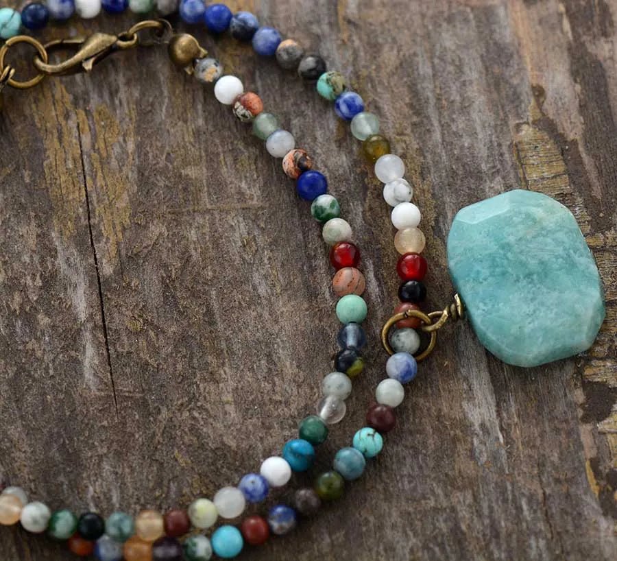 Collier ras du cou en amazonite - deslyshopping