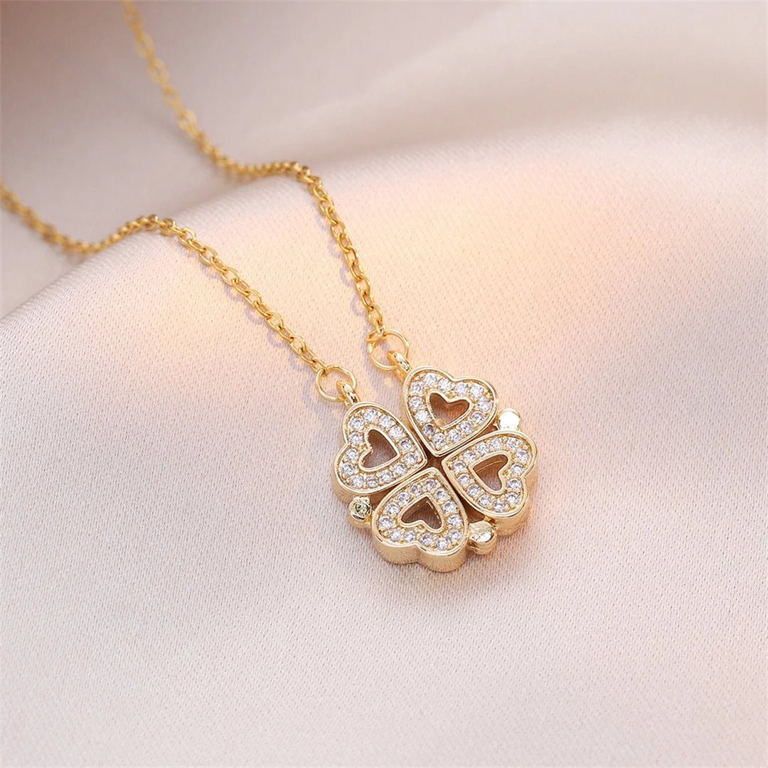 🖤 Collier Rétro Gothique avec Pendentif Trèfle & Cœur 🖤 - deslyshopping